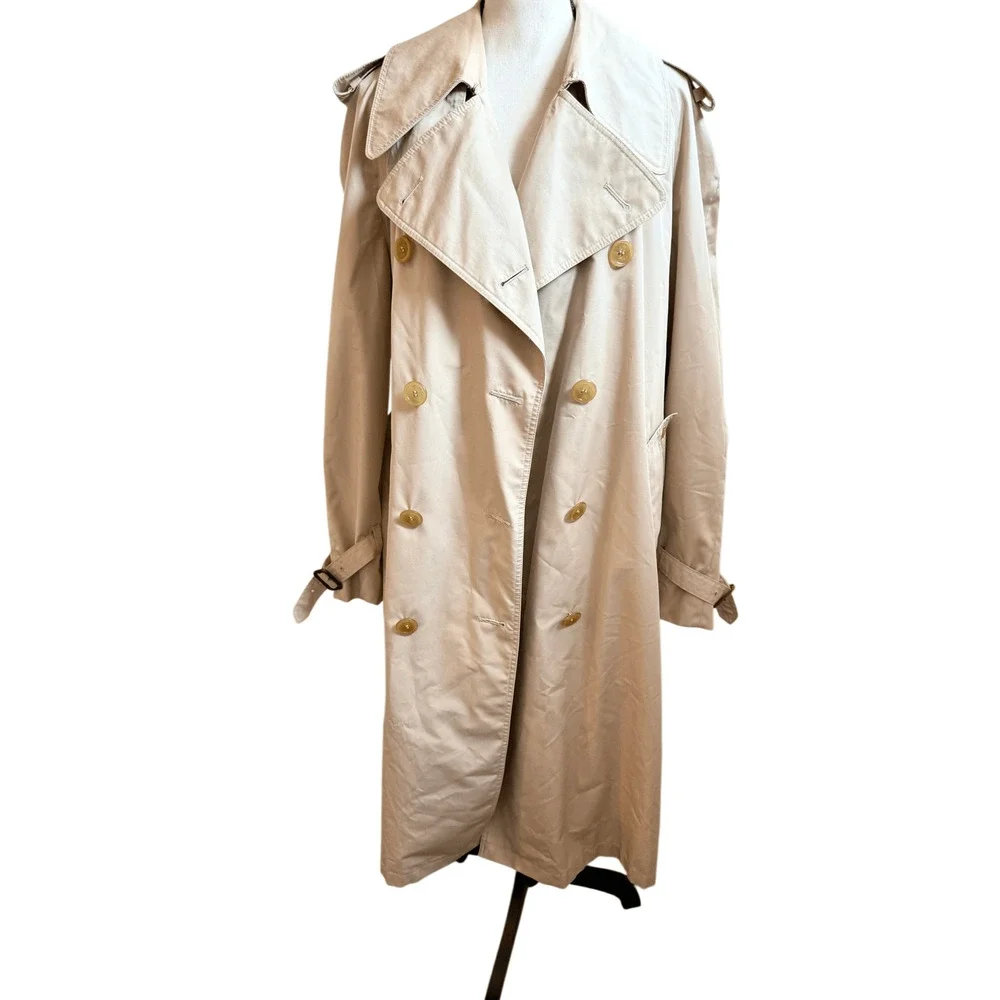 AQUASCUTUM Aqua 5 Tan Beige Belted Long Trench Coat Men’s Size Large